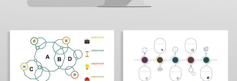 彩色商务关系时间轴分析PPT图表元素