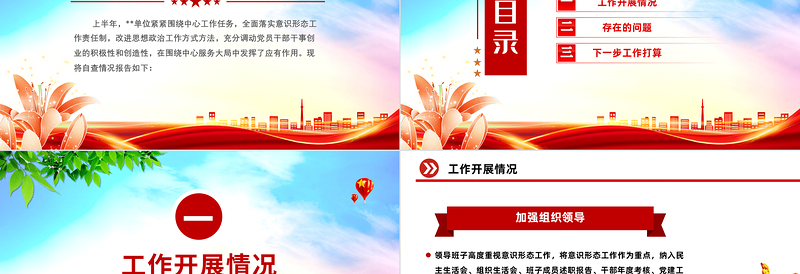 党政风2024上半年意识形态领域工作情况自查报告PPT模板下载