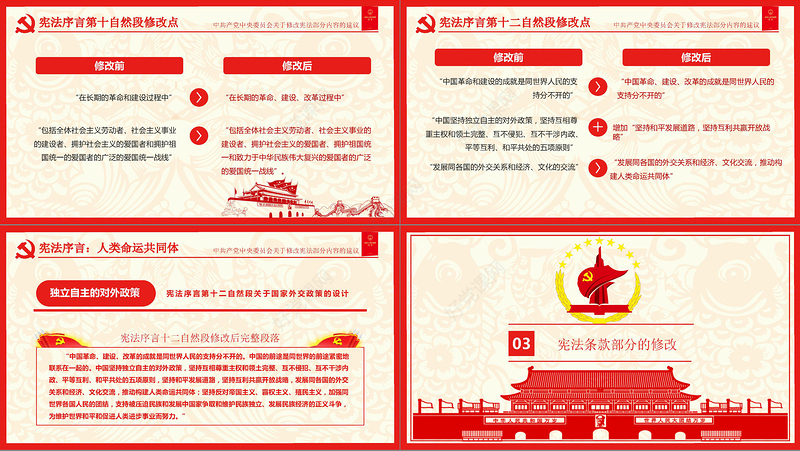 十九届二中全会中共中央宪法修改建议学习红色中国风党建党课PPT模板