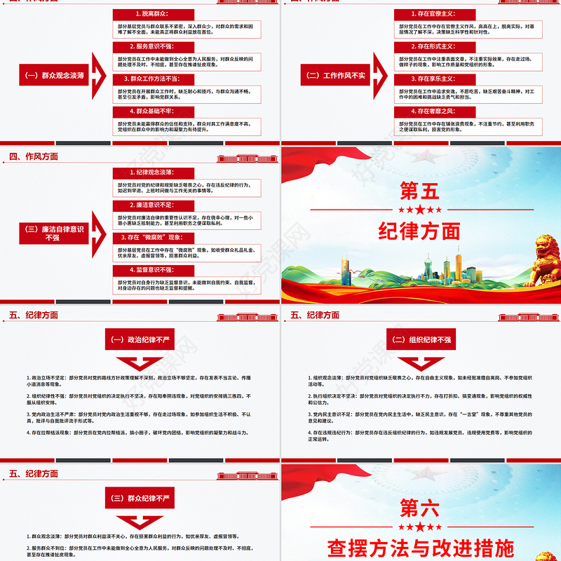 精品基层党员问题查摆清单PPT党员个人对照检查课件下载