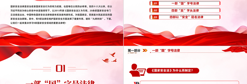 维护国家安全的9部重要法律PPT红色大气增强国家安全法治意识牢固树立总体国家安全观党课

