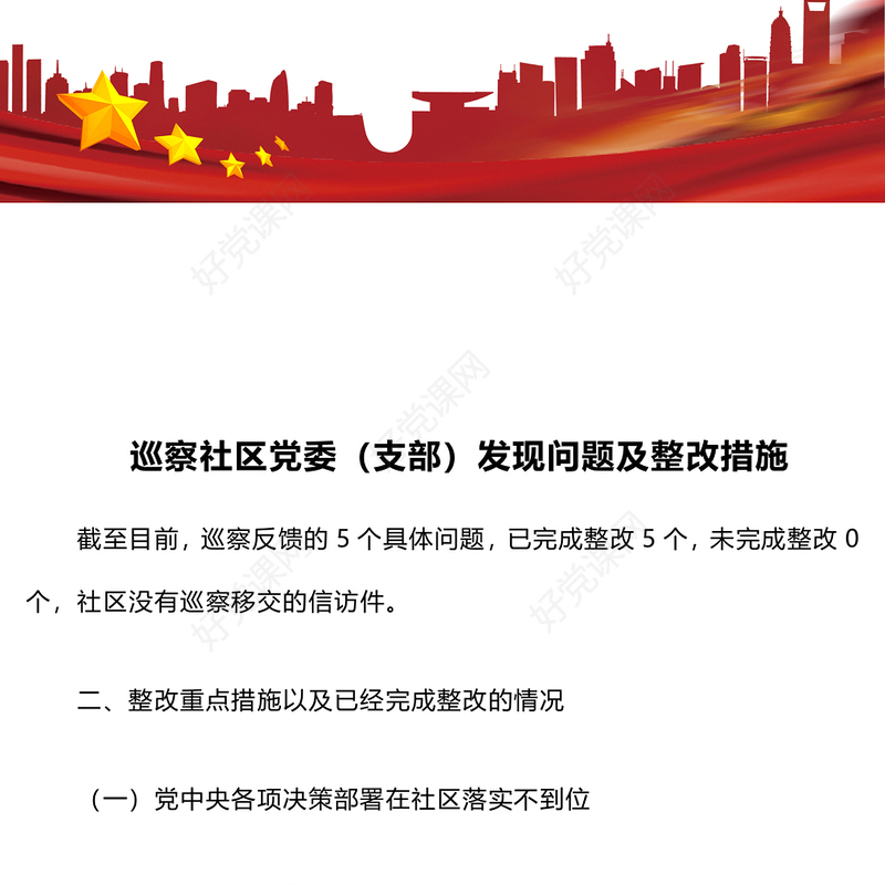 巡察社区党委（支部）发现问题及整改措施范例
