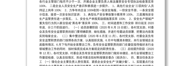 白沙镇落实企业安全生产主体责任整治工作方案