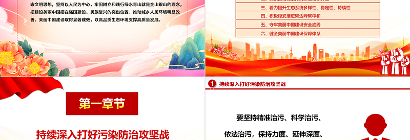 以美丽中国建设助力现代化绿色生态文明ppt大气精美习近平重要讲话党组织微党课