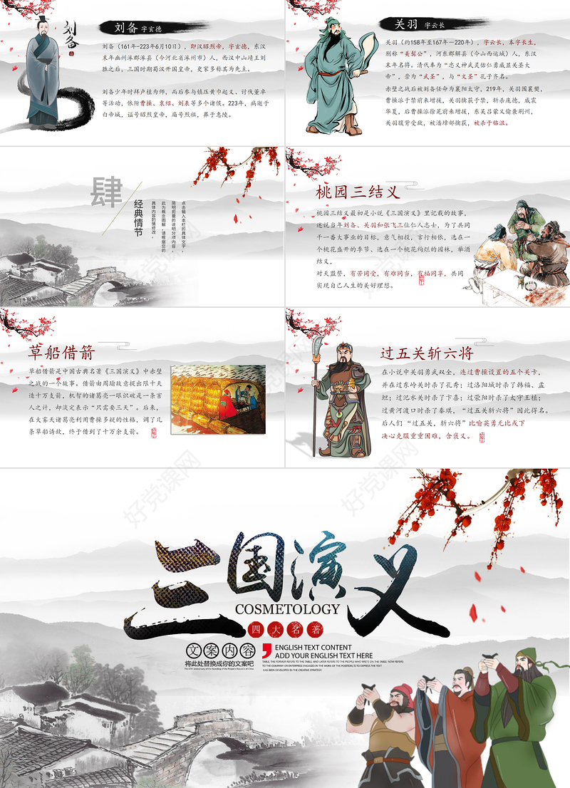 古风中国风四大名著之一三国演义经典文学名著PPT模板