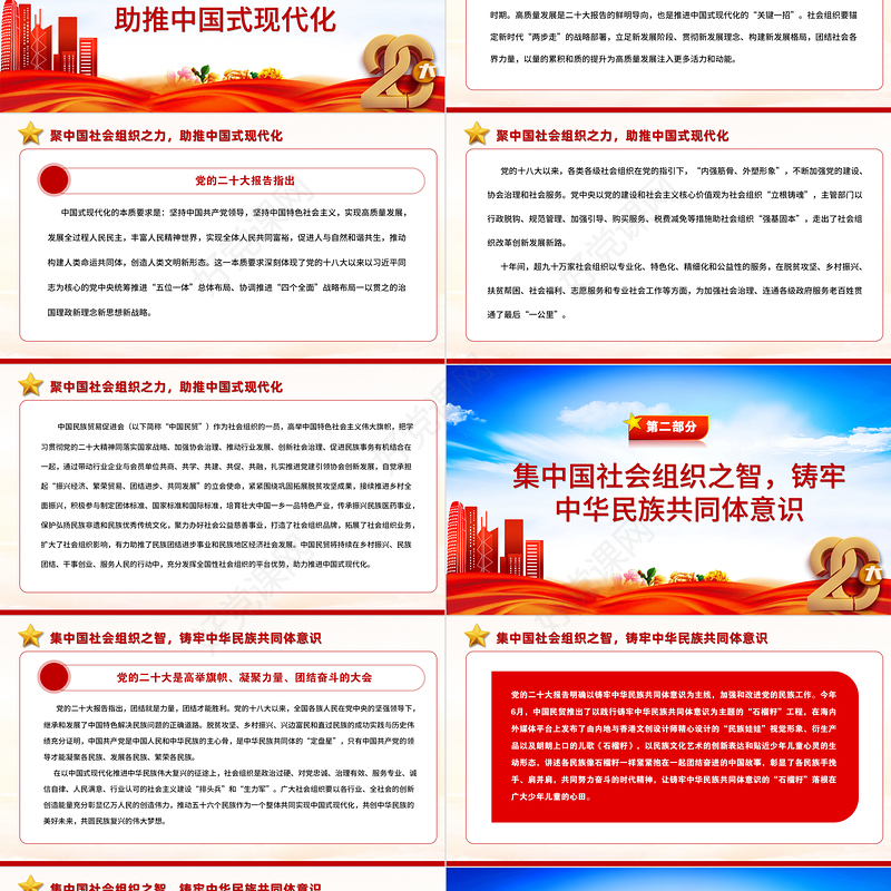 2022中国社会组织奋力推进中国式现代化PPT红色党政风深入贯彻落实党的二十大精神专题党课党建课件