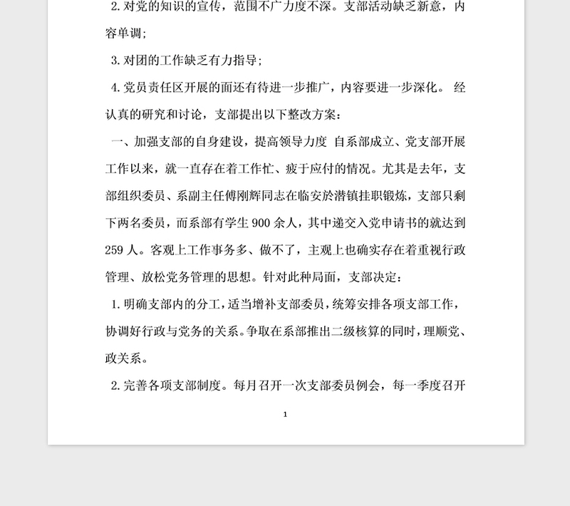 2021年学校党支部整改方案