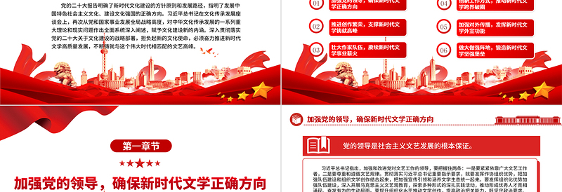 2023奋力肩负新时代文学高质量发展重任PPT大气精美风新时代文化建设的方针原则和发展路径党员干部学习教育专题党课课件