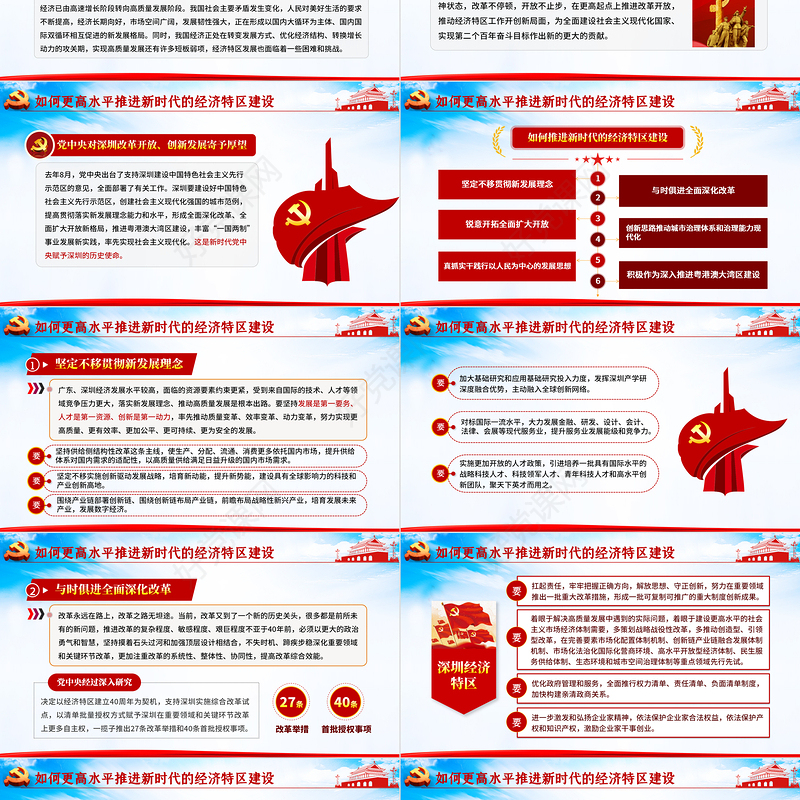 大气党建风地域党课之深圳经济特区建立40周年庆祝大会PPT