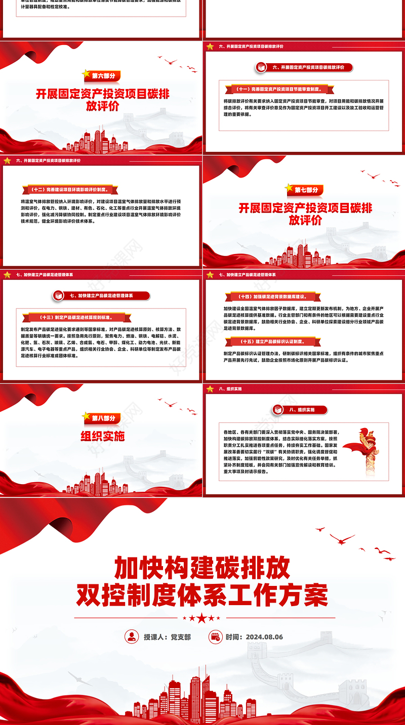 红色精美《加快构建碳排放双控制度体系工作方案》PPT模板