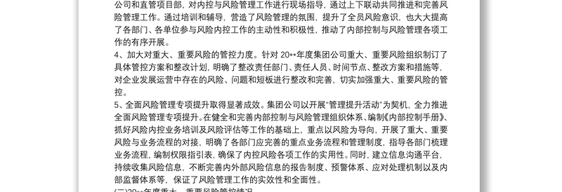 企业风险管理 企业全面风险管理报告