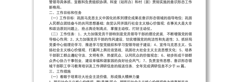2022年意识形态工作实施方案