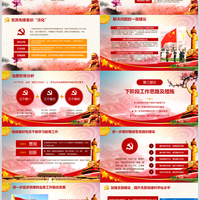 红色大气党建工作汇报总结汇报PPT