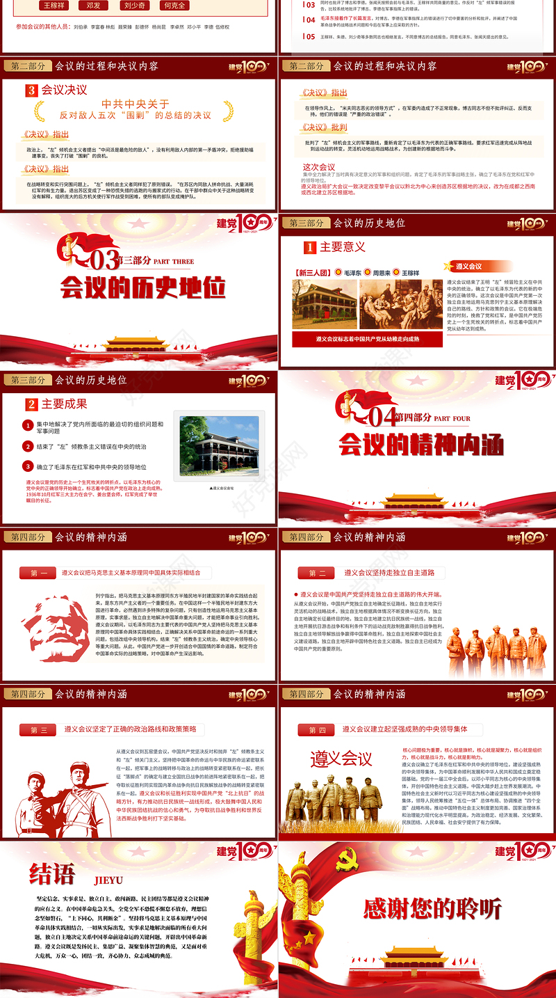 2021学习遵义会议精神专题党课PPT热烈庆祝中国共产党建党100周年