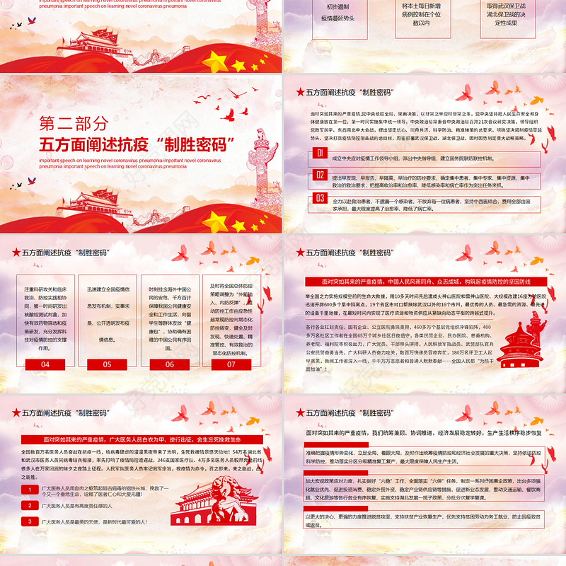 学习全国抗击新冠肺炎疫情表彰大会重要讲话PPT模板-含讲稿