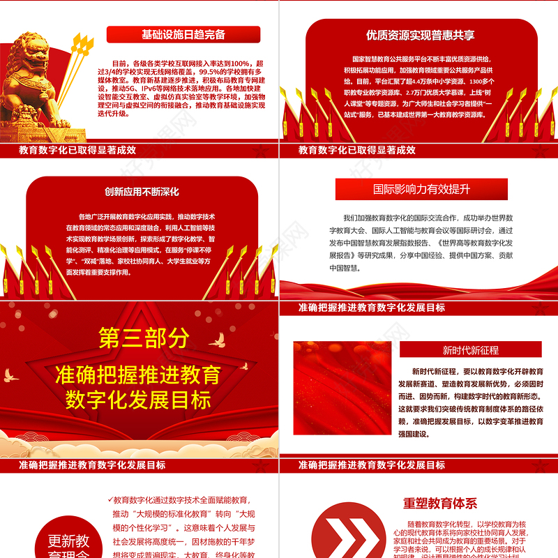 2023以数字化开辟教育发展新赛道ppt红色喜庆风深入了解习近平新时代教育强国理念广大教师党员干部党课课件