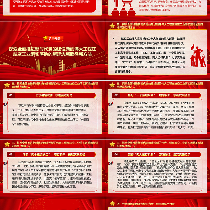 在新时代党建中发挥航空工业的力量ppt红色党政深入学习贯彻落实习近平总书记关于党的建设的重要思想航空产业党群党员学习培训党课课件