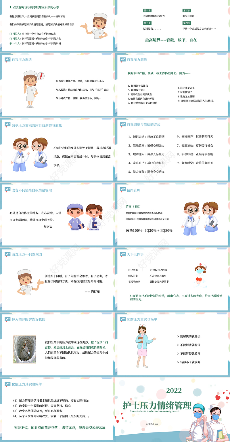 2022护士压力与情绪管理讲解培训PPT个性医疗风医学培训通用PPT