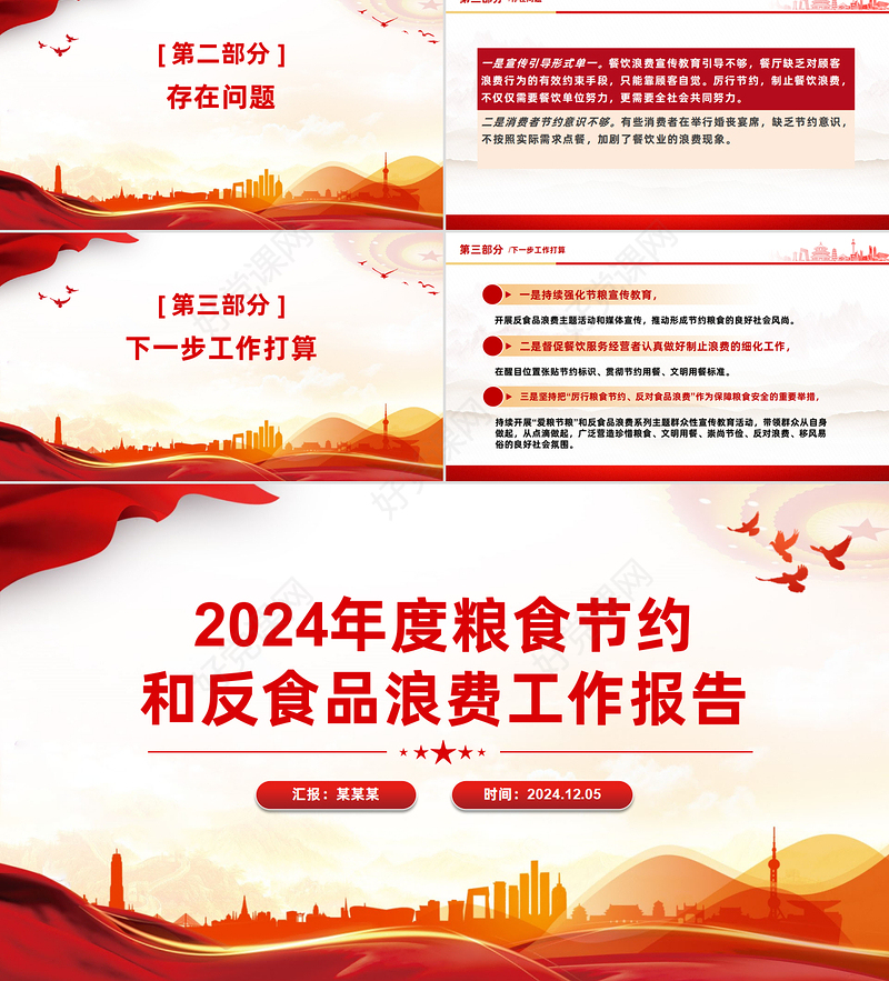 精品2024年度粮食节约和反食品浪费工作报告PPT模板