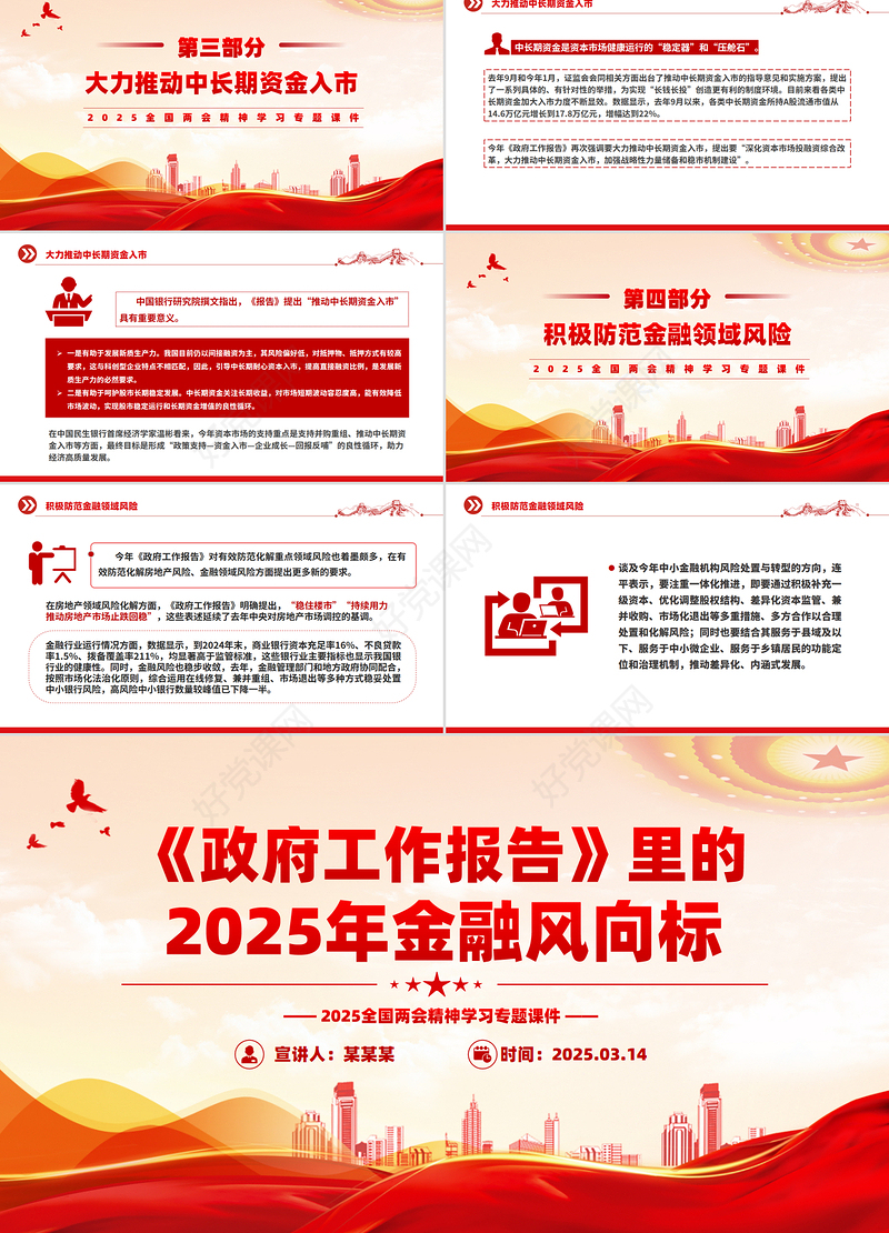 精品《政府工作报告》里的2025年金融风向标PPT两会精神学习课件