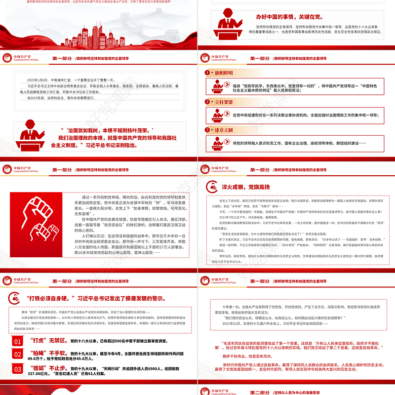 2022为中国人民谋幸福为中华民族谋复兴PPT红色精美党的十八大以来以习近平同志为核心的党中央治国理政纪实党建党课课件