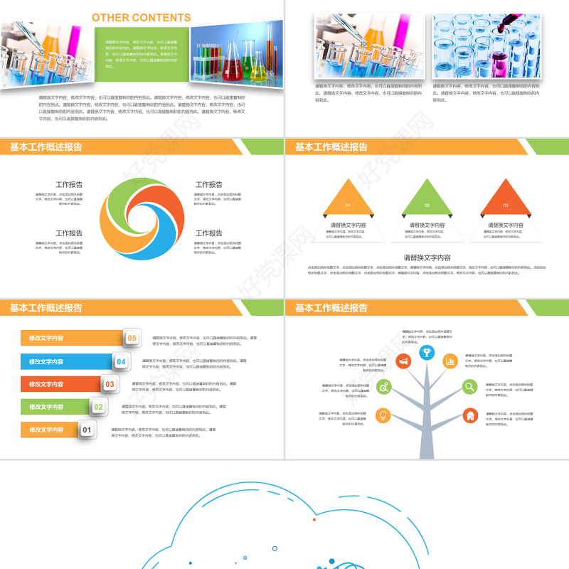 原创化学实验室医学医疗科技生物制药PPT模板-版权可商用