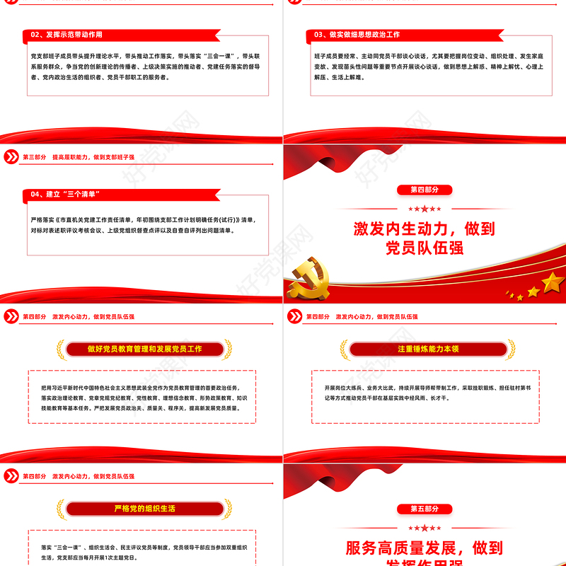 市直机关建设四强党支部工作指引PPT红色精美建设四强党支部引领高质量发展党课课件