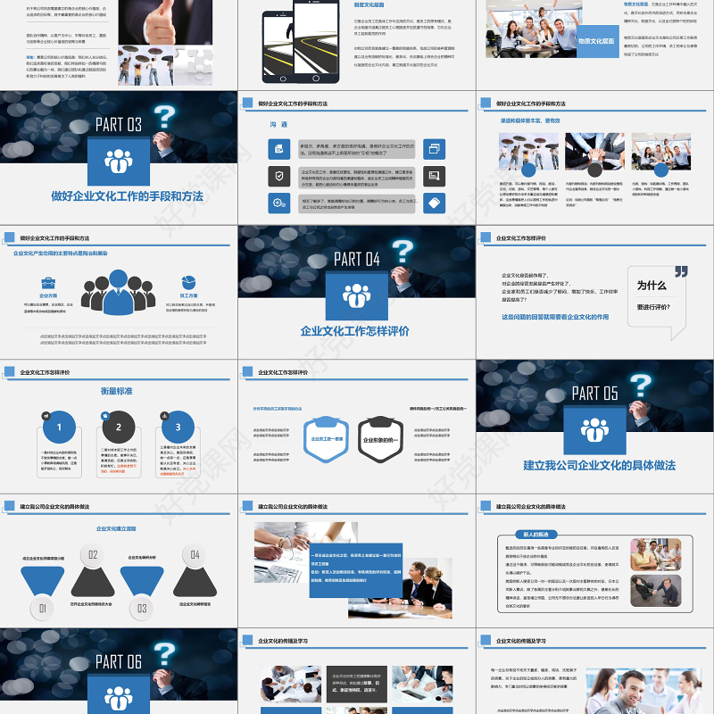 2019年蓝色商务企业战略管理企业文化建设演讲PPT