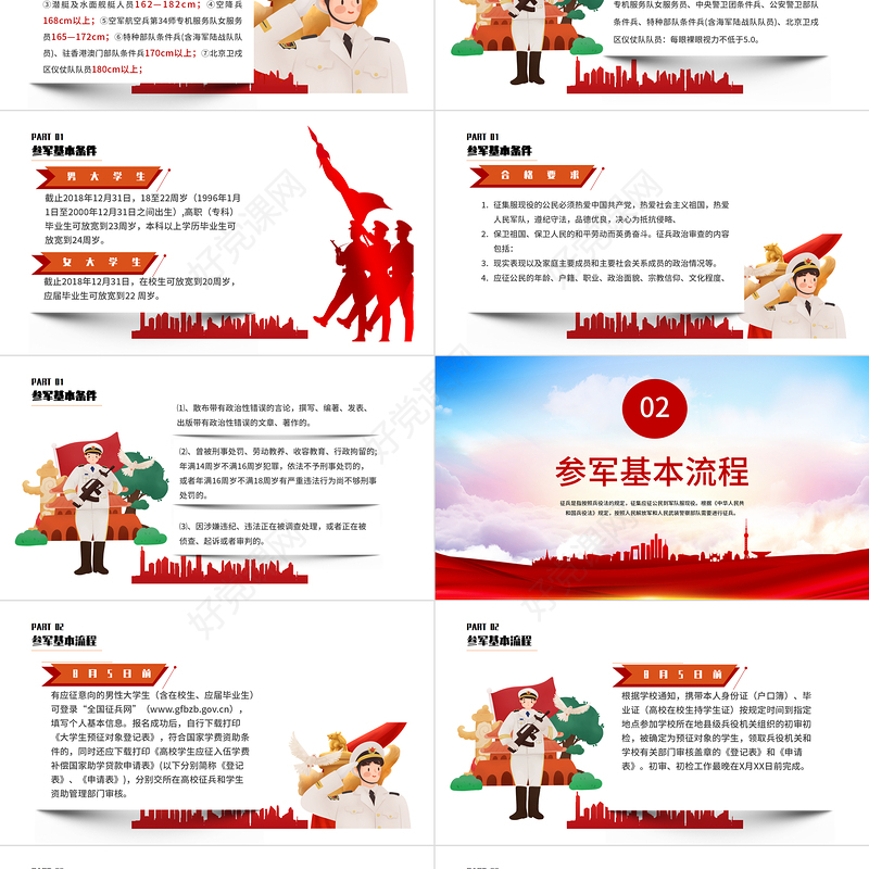2022我参军我光荣PPT红色党政风征兵宣传知识讲座专题课件模板