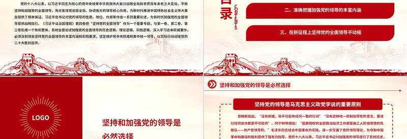 2022加强党的全面领导的战略指引PPT大气党建风学习《习近平谈治国理政》第四卷党课党建课件