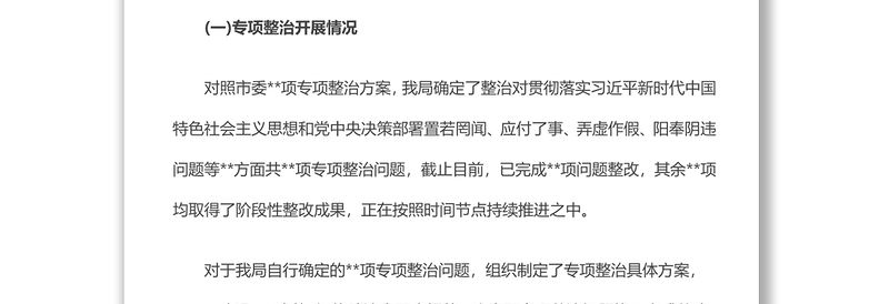 关于主题教育整改整治进展情况的报告整改方案