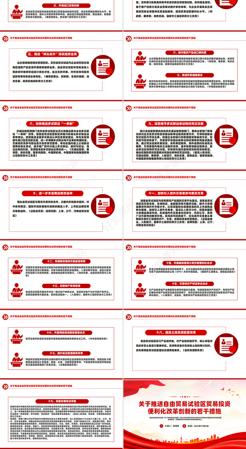 关于推进自由贸易试验区贸易投资便利化改革创新的若干措施PPT创意大气课件