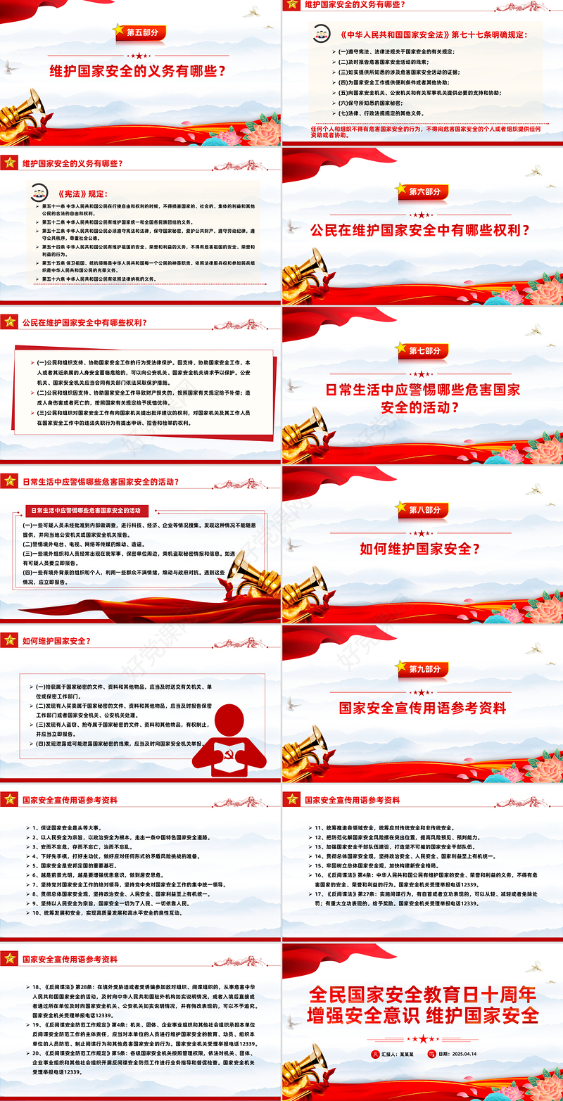 全民国家安全教育日十周年PPT增强安全意识维护国家安全课件下载