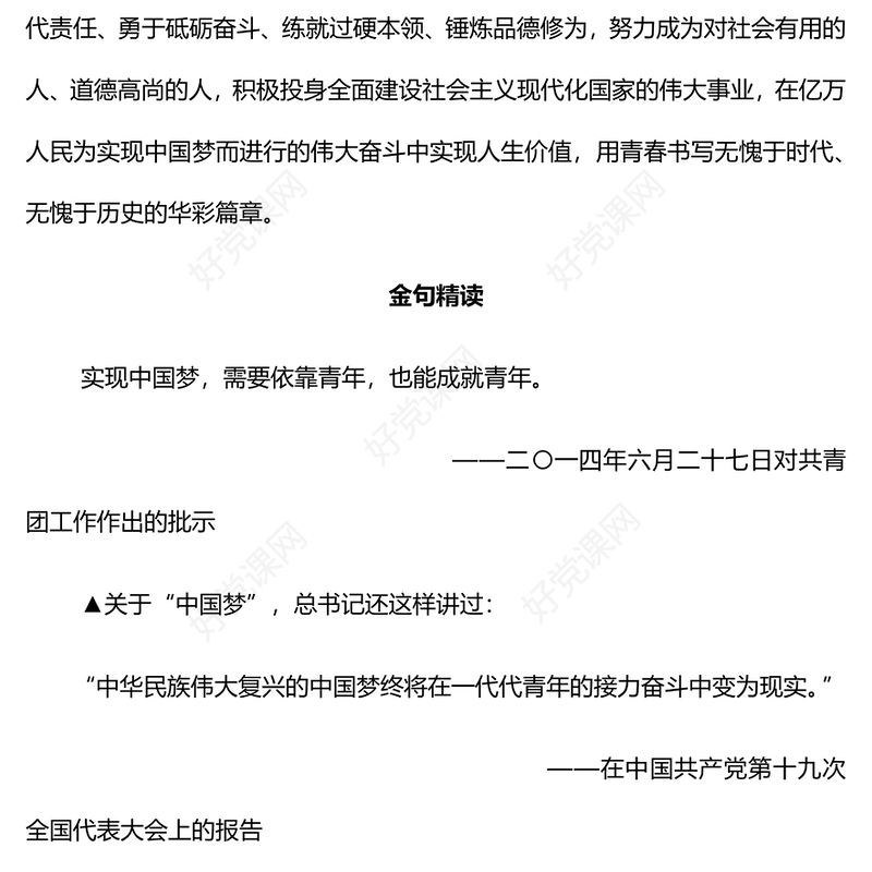 2022《实现中国梦需要依靠青年也能成就青年》简约党政风学习《论党的青年工作》学习辅读系列专题党课党建课件(讲稿)