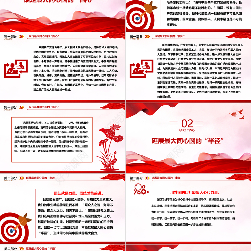 坚定画好强国建设民族复兴最大同心圆ppt经典大气贯彻落实习近平统战思想微党课