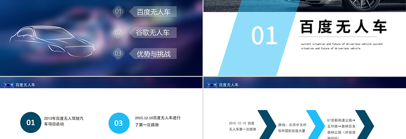 2022无人驾驶汽车PPT科技风无人驾驶汽车现状与未来课件模板