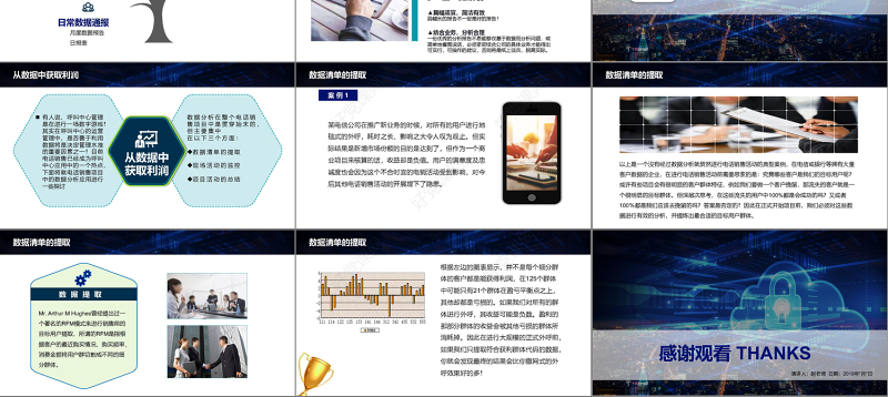 蓝色科技风数据分析师培训财务分析报告数据图表培训PPT模板