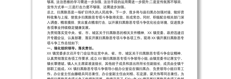 2020扫黑除恶专项斗争工作总结