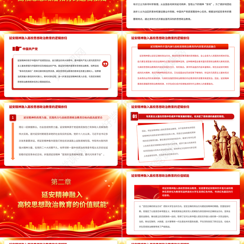 2023延安精神融入高校思政教育的逻辑依归与实践进路PPT大气精美风党员干部学习教育专题党课课件