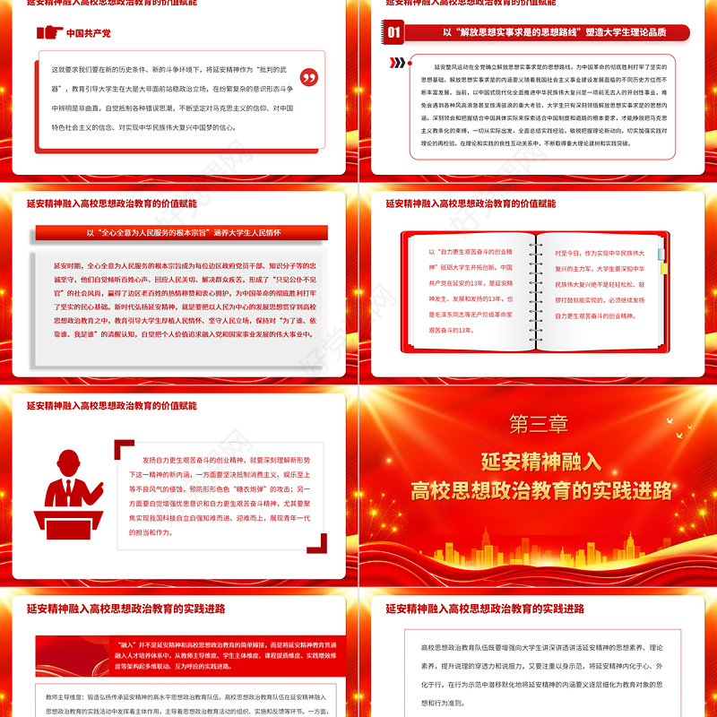 2023延安精神融入高校思政教育的逻辑依归与实践进路PPT大气精美风党员干部学习教育专题党课课件