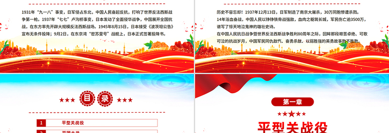 纪念抗战胜利80周年PPT抗战史上的著名战役课件下载