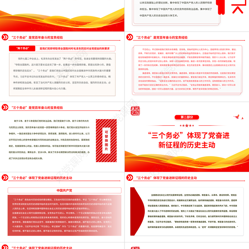 2022深刻领悟“三个务必”走好新时代赶考路PPT红色党政风深入学习宣传贯彻党的二十大精神专题党课党建课件