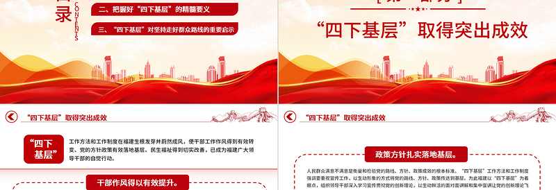  “四下基层”彰显时代价值和生命力PPT大气精美风党员干部学习教育专题党课课件模板