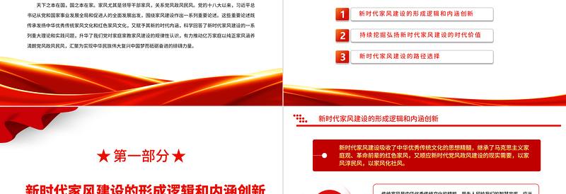 2022建设和弘扬新时代良好家风PPT大气党建风党员干部学习教育专题党课党建课件