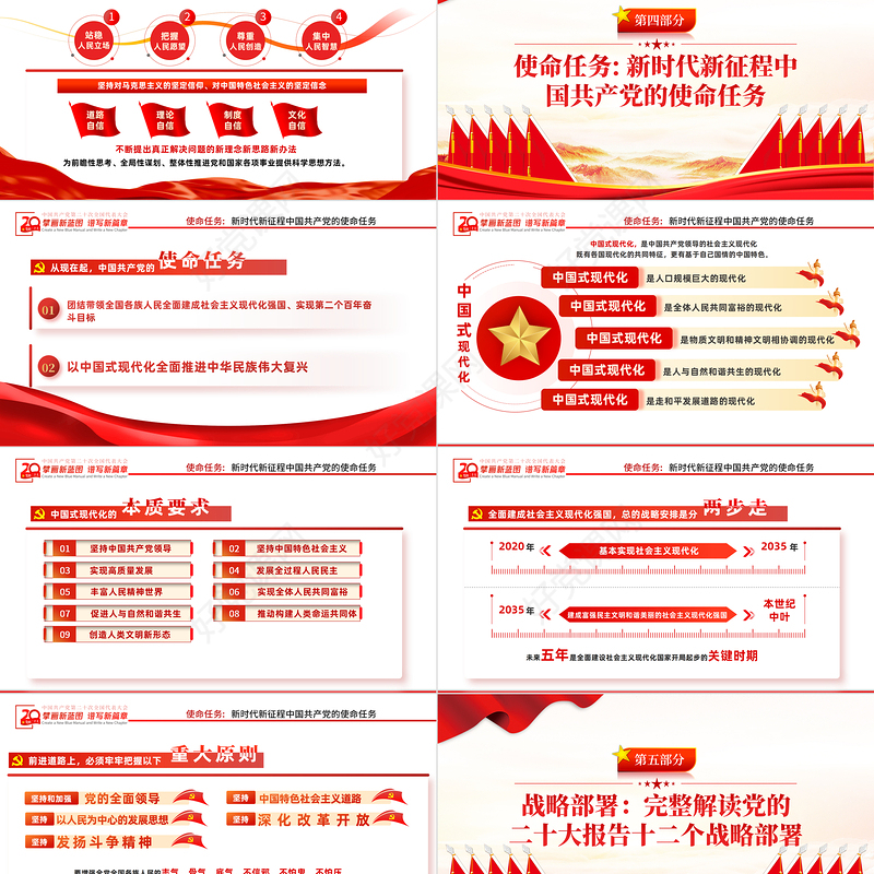 2022奋力夺取全面建设社会主义现代化国家新胜利PPT红色党政风支部学习落实贯彻党的二十大精神党课党建课件模板