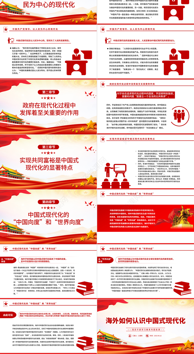 2023海外如何认识中国式现代化PPT大气精美风党员干部学习教育专题党课课件
