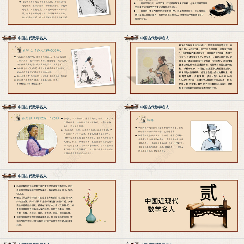历史近代史数学名人介绍主题班会PPT模板