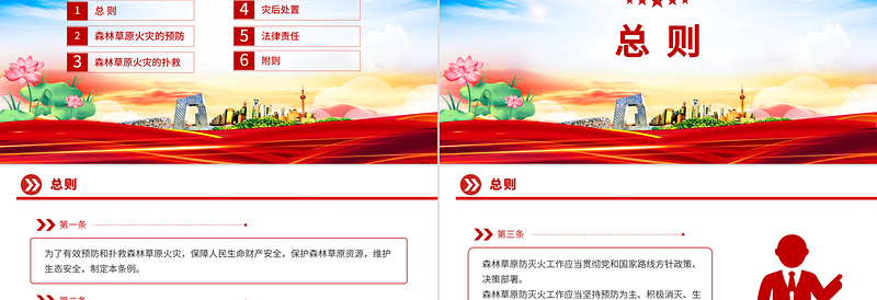 简洁实用《森林草原防灭火条例》PPT法律法规课件