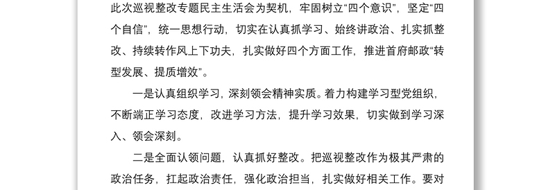 党委班子成员2020年巡视整改专题民主生活会对照检查发言材料