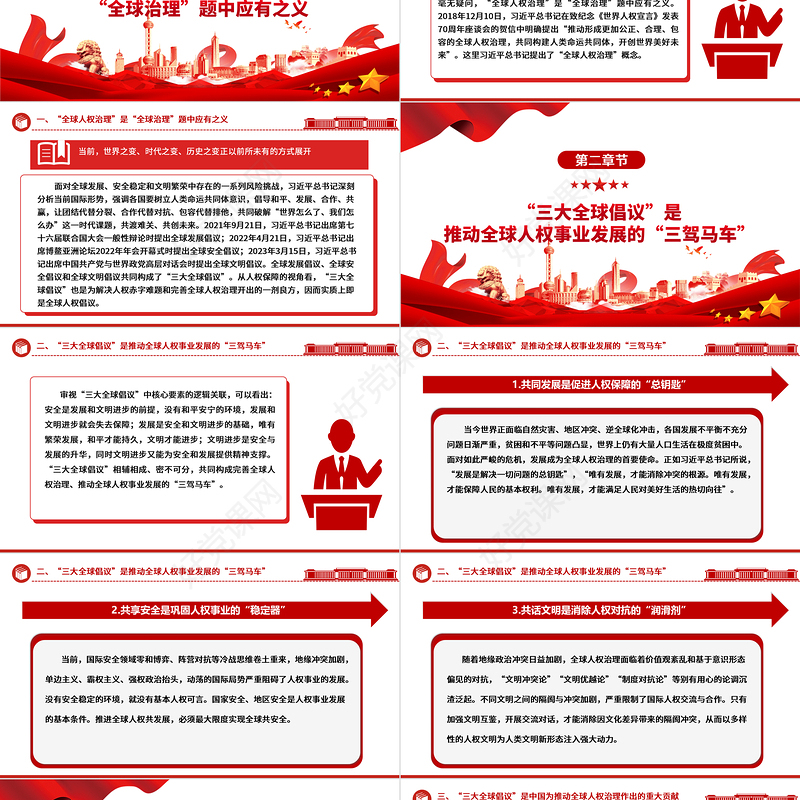 “三大全球倡议”筑牢全球人权治理基础ppt创意党政人类命运共同体党支部党课